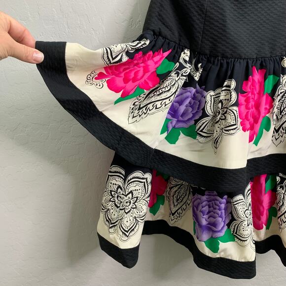 VTG Lillie Rubin Womens 4 Silk Floral Ruffle Bottom Poofy Dress Strapless 80s - Picture 8 of 11